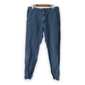 AG Adriano Goldschmied Navy Blue Linen Blend Joggers Size 31